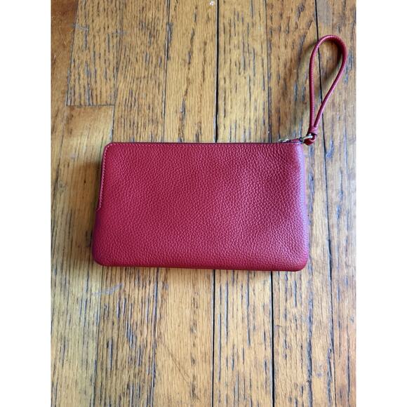 Coach Double Zip Wallet CU919 Bold Red Pebbled Leather NWT - Picture 2 of 4